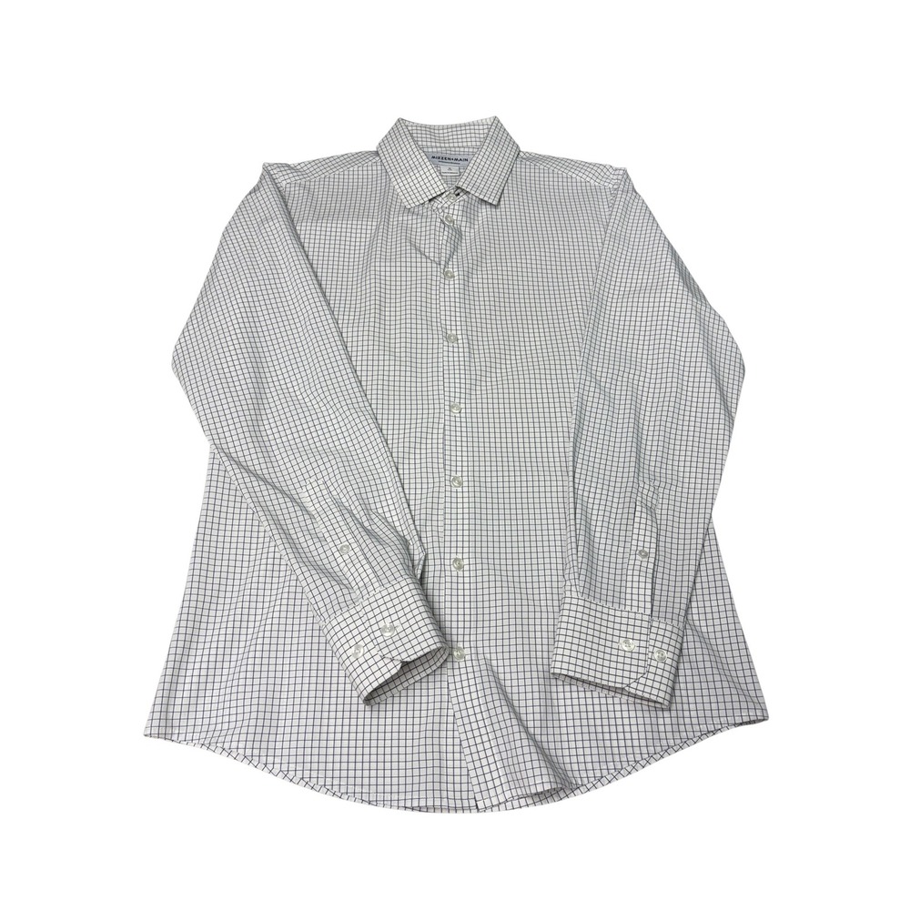 Mizzen+Main Mens Trim Fit Performance Dress Shirt White‎ Navy Check M